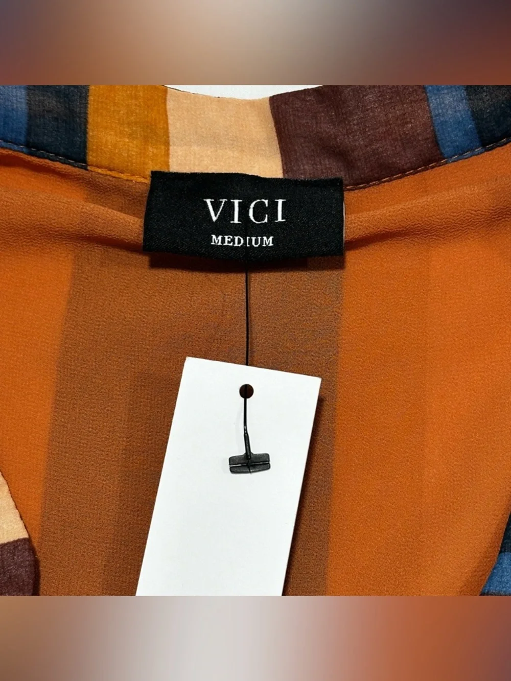 VICI Striped Franciscan Damsel Sleeveless Blouse. Split Neckline Size: Medium